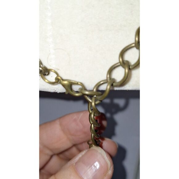 A Women's Bronzy Brass Steampunk Statement Necklace Ornate Quirky Chain - Picture 7 of 11